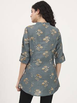 Divena grey floral printed rayon top 2