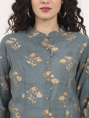 Divena grey floral printed rayon top 5