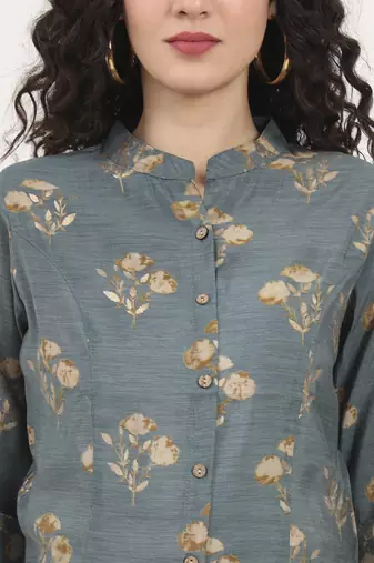 Divena grey floral printed rayon top
