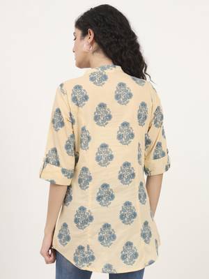 Divena beige floral printed cotton top 2