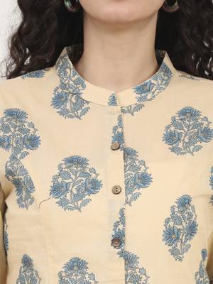 Divena beige floral printed cotton top 5