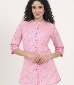 Divena pink bandhani printed cotton top