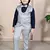silver grey cotton blend double breasted solid 3 piece party suit set with bowtie