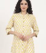 Divena yellow floral printed rayon top