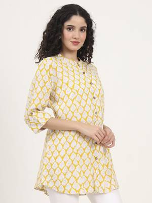 Divena yellow floral printed rayon top 3