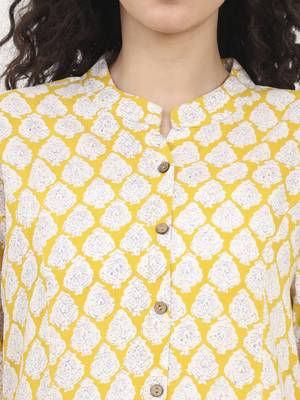 Divena yellow floral printed rayon top 5