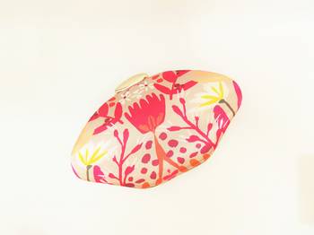 Women's floral satin oval shape clutch bag with gold clasp hand bag 1