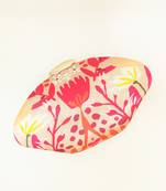 Women's floral satin oval shape clutch bag with gold clasp hand bag