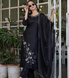 Beautiful Thread Work Viscose Rayon Straight Kurta Pant and Dupatta Set