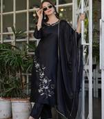Beautiful Thread Work Viscose Rayon Straight Kurta, Pant and Dupatta Set