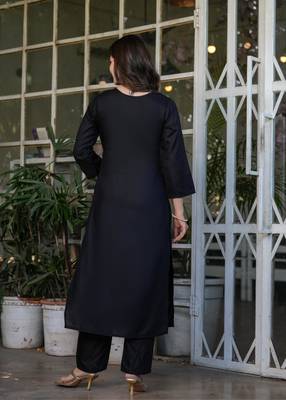Beautiful Thread Work Viscose Rayon Straight Kurta Pant and Dupatta Set 2