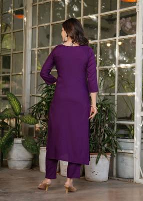 Beautiful Thread Work Viscose Rayon Straight Kurta Pant and Dupatta Set 2