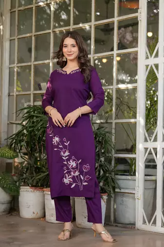 Beautiful Thread Work Viscose Rayon Straight Kurta Pant and Dupatta Set