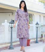 Women's Printed Cotton Fabric Straight Kurta, Pant Set.