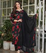 Women's Printed Silk Blend Fabric Straight Kurta, Pant and Dupatta Set