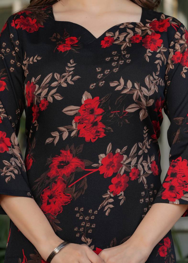 Women's Printed Silk Blend Fabric Straight Kurta, Pant and Dupatta Set