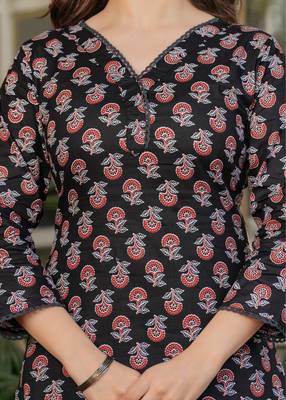 Women's Printed Pure Cotton Straight Kurta Pant and Dupatta Set 4