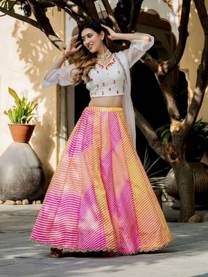 multicolor Art-silk digital lehriya printed Lehenga choli 1