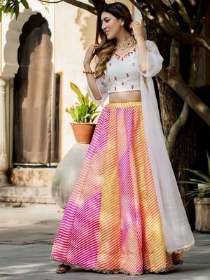 multicolor Art-silk digital lehriya printed Lehenga choli 3