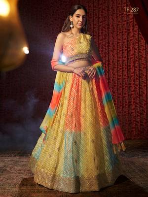 Yellow Georgette  Embroidered Lehenga Choli with Dupatta 2