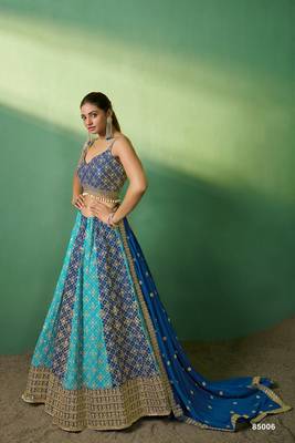 Blue Georgette Embroidered Lehenga Choli with Dupatta 2