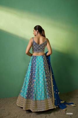 Blue Georgette Embroidered Lehenga Choli with Dupatta 3