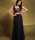Luxury Black Georgette Embroidered Lehenga Choli with Dupatta