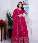 Pink Georgette Embroidered Lehenga Choli with Dupatta