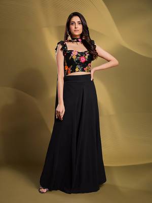 Luxury Black Georgette Embroidered Lehenga Choli with Dupatta 2