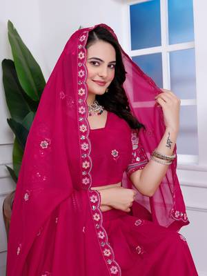 Pink Georgette Embroidered Lehenga Choli with Dupatta 4