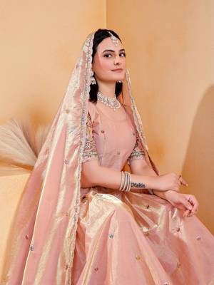 Peach Art Silk Lehenga Choli with Exquisite Thread & Sequin Embroidery Dupatta 4