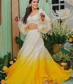 Yellow organza Thread & Sequins Embroidery Work Lehenga choli