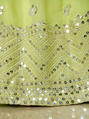 Yellow sequins georgette wedding wear lehenga choli 3