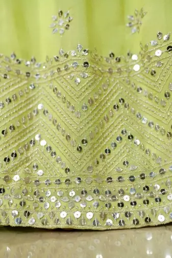 Yellow sequins georgette wedding wear lehenga choli