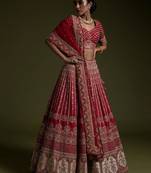 Red Bridal Silk Lehenga Choli with Sequins Work & Dupatta