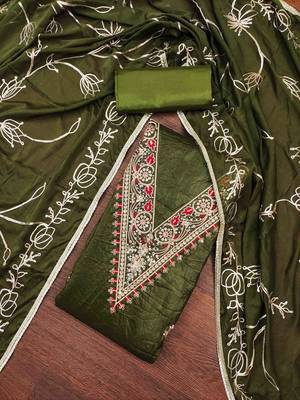 mehndi chiffon handwork unstitched dress material 1
