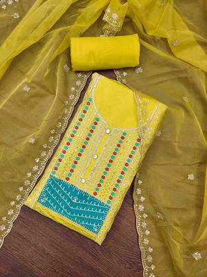 lime roman cotton silk embroidered unstitched dress material 1