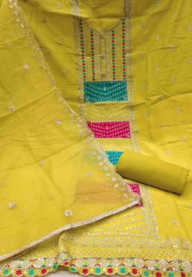lime roman cotton silk embroidered unstitched dress material 3