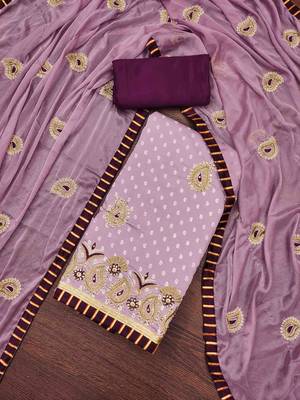 lavender roman cotton silk embroidered unstitched dress material 1
