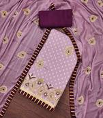 lavender roman cotton silk embroidered unstitched dress material