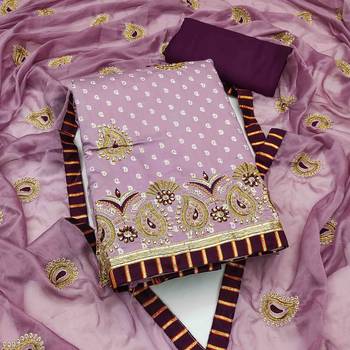 lavender roman cotton silk embroidered unstitched dress material 2