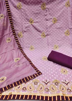 lavender roman cotton silk embroidered unstitched dress material 3