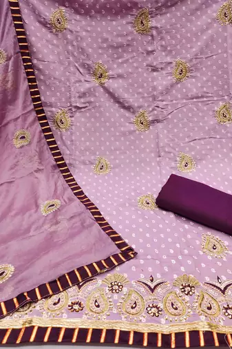 lavender roman cotton silk embroidered unstitched dress material