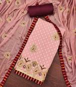 peach roman cotton silk embroidered unstitched dress material