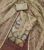 mehndi viscose organza handwork unstitched dress material
