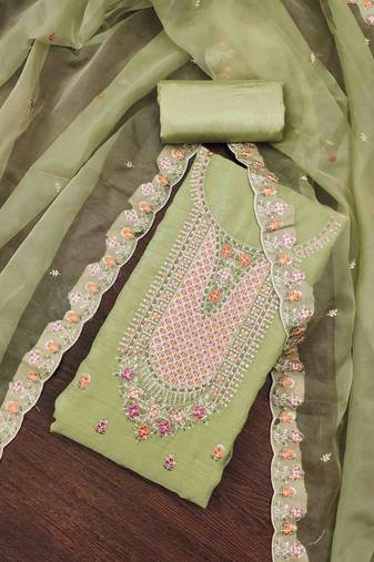 pista viscose embroidered unstitched dress material