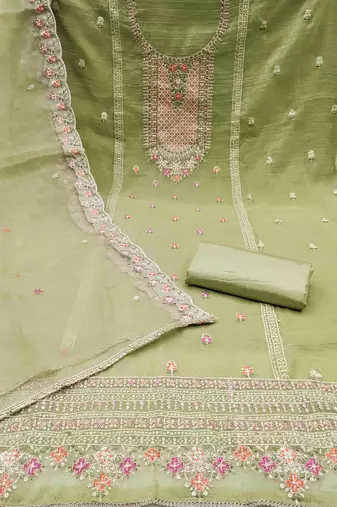 pista viscose embroidered unstitched dress material
