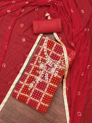 magenta roman cotton silk handwork unstitched dress material 1