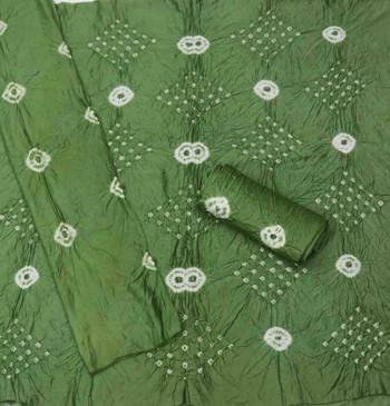 green chanderi cotton bandhni unstitched dress material 4