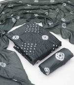 grey chanderi cotton bandhni unstitched dress material